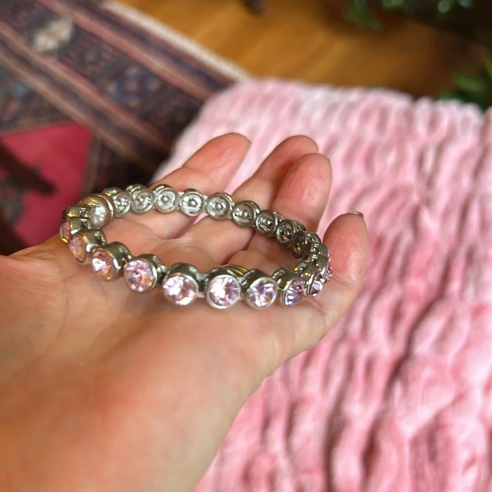 Pink Rhinestone Bracelet with Magnetic Clasp; Perfect Condition; Easy On and Off